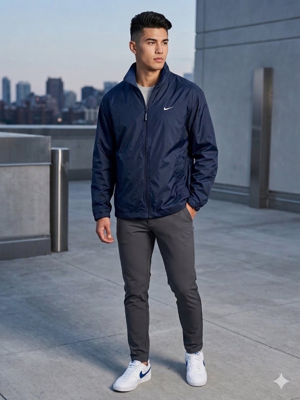 Nike Navy Blue Windbreaker Jacket Full Zip Swoosh logo NWOT Men's Vintage